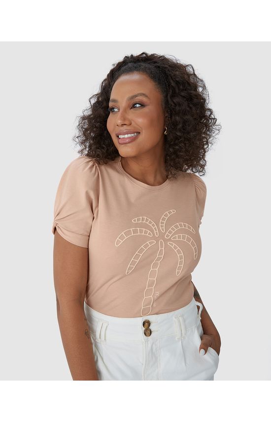 Camiseta Feminina Estampa Coqueiro Em Algodão