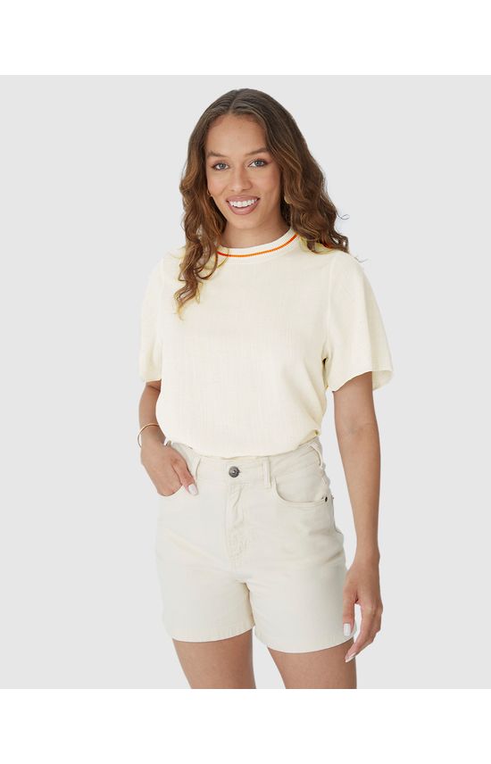 Blusa Ampla Feminina Gola Retilínea Em Viscolinho Texturizado