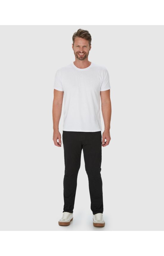Calça Chino Masculina Cintura Média Em Sarja Com Elastano