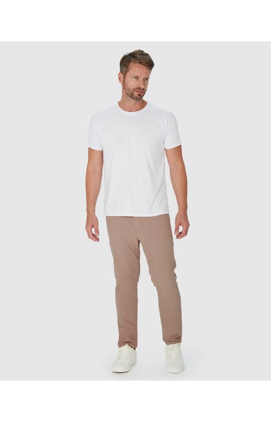Calça Masculina Slim Cintura Média Em Sarja Com Elastano