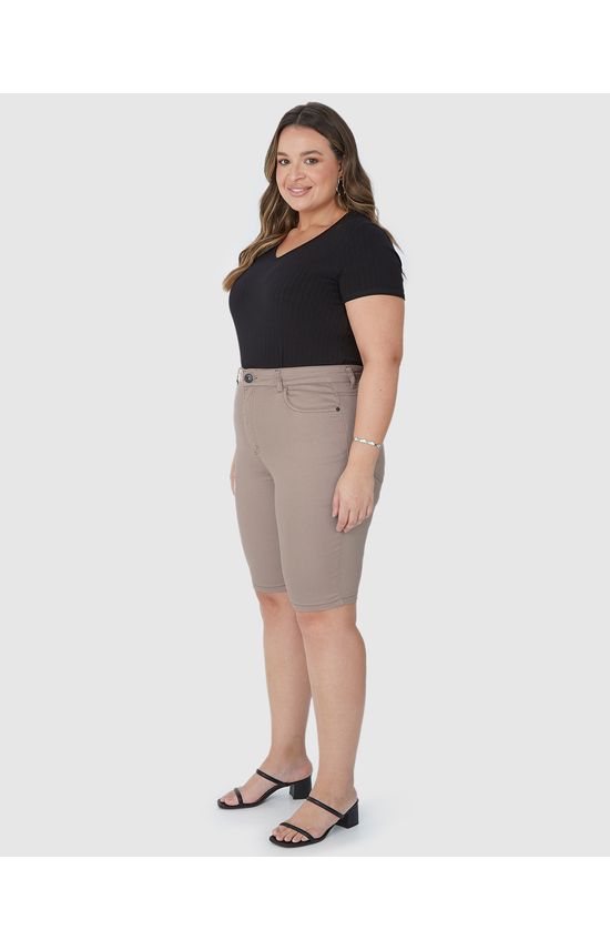 Bermuda Feminina Plus Size Ciclista Em Flex Jeans