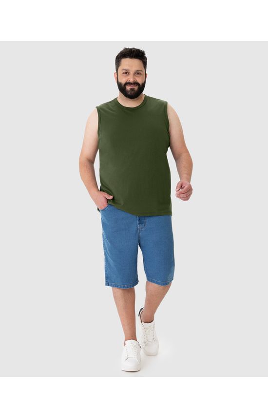 Regata Básica Masculina Plus Size Cava Ajustada Em Algodão