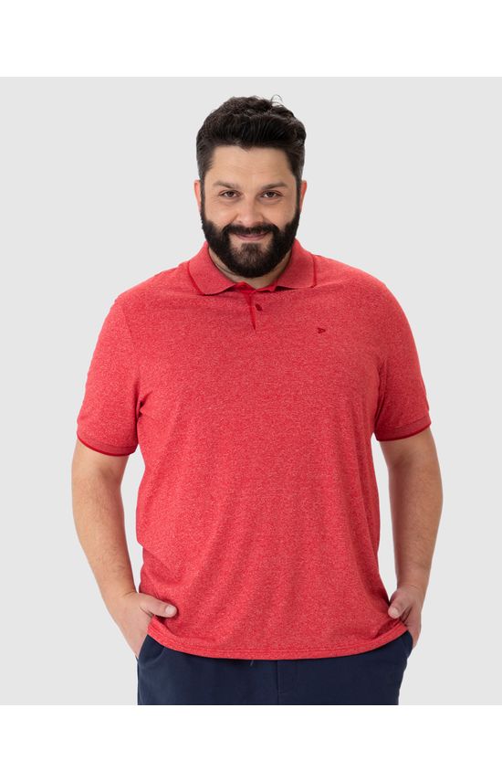 Camisa Polo Básica Masculina Plus Size Em Malha Rajada