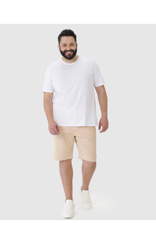 Bermuda Masculina Plus Size Slim Cintura Média Em Sarja Com Elastano