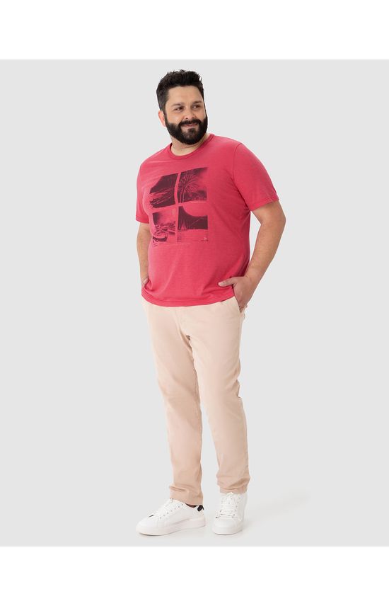 Camiseta Masculina Plus Size Moonlight Em Malha Mesclada