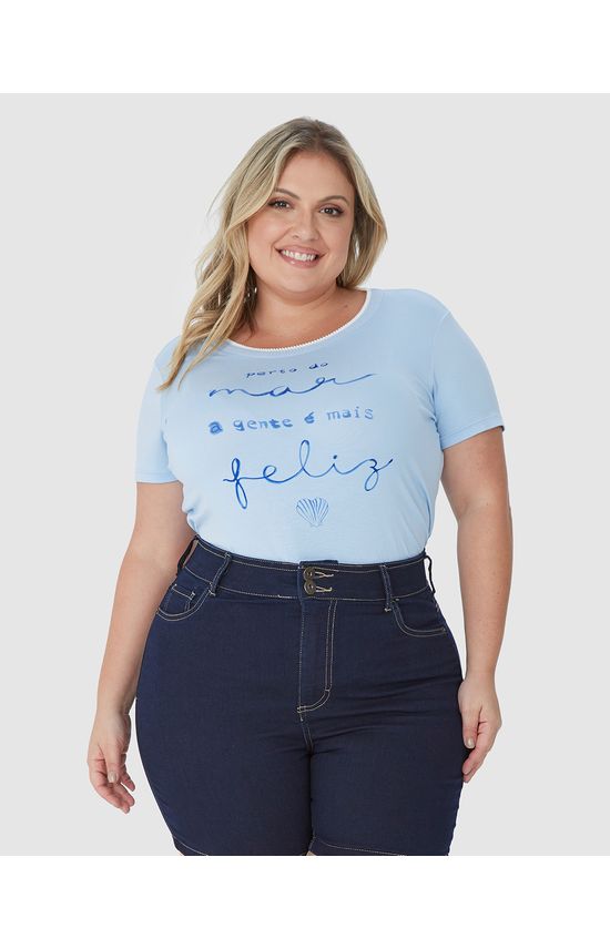 Camiseta Feminina Plus Size Perto Do Mar Em Viscose Stretch