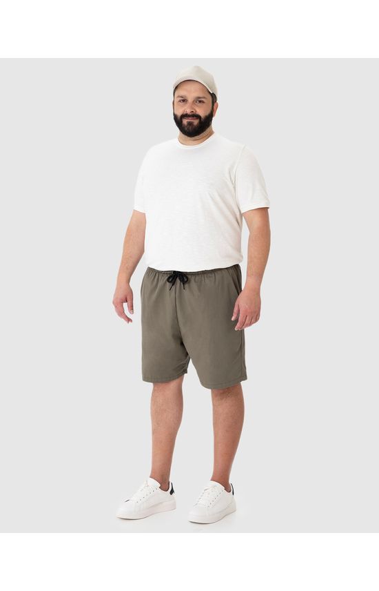 Shorts Masculino Plus Size Slim Em Algodão Sarjado