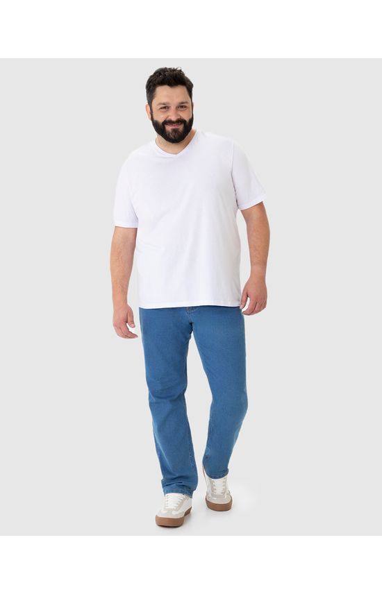 Calça Masculina Plus Size Slim Cintura Média Em Flex Jeans