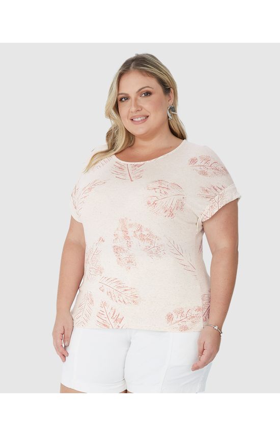 Blusa Feminina Plus Size Ampla Estampada Em Malha Viscolinho Stretch