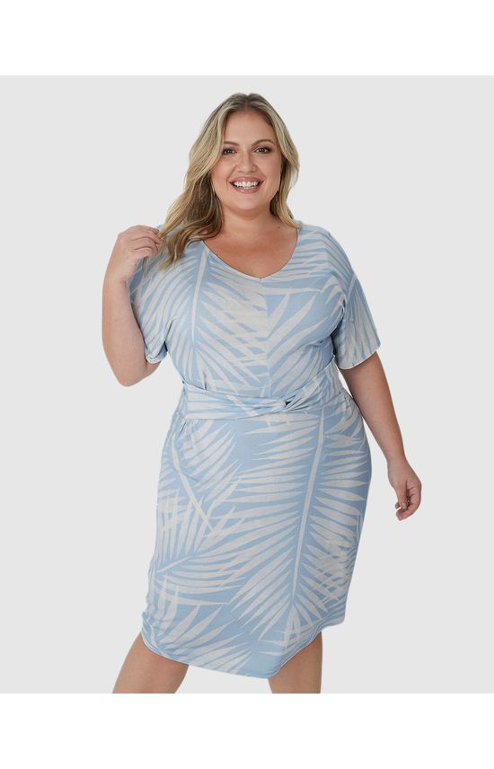 Vestido Feminino Plus Size Acinturado Em Malha Viscolinho Stretch