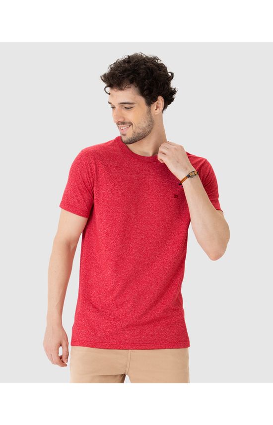 Camiseta Básica Masculina Bordada Em Malha Rajada