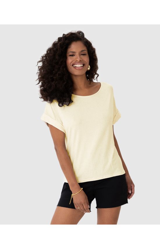 Blusa Feminina Decote Canoa Em Malha Viscolinho Stretch