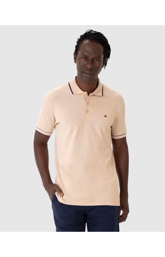 Camisa Polo Básica Masculina Bordada Em Piquet Stretch