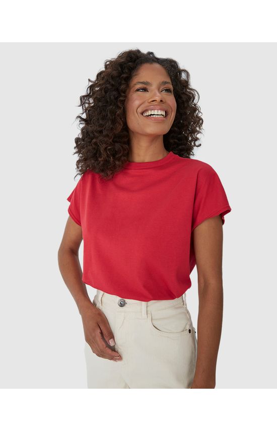 Blusa Básica Feminina Manga Curta Sem Cavas Em Malha Algodão Comfy