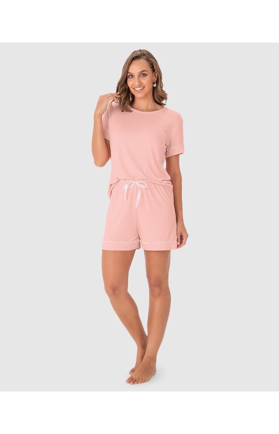 Pijama Feminino Shorts Com Laço Frontal Em Viscose Stretch