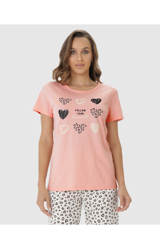 Pijama Feminino Calça Capri Estampada Em Algodão