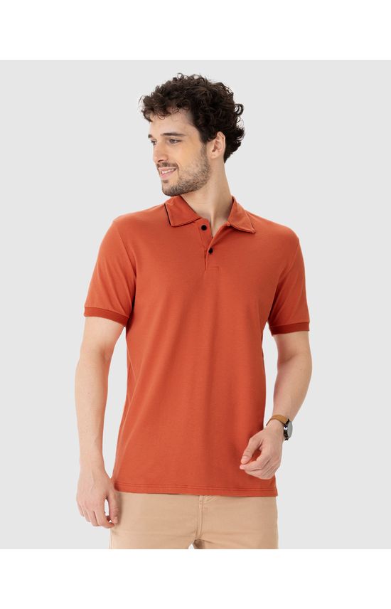 Camisa Polo Masculina Abertura Lateral Em Piquet Stretch