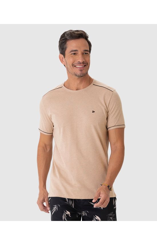 Camiseta Masculina Bordado Frontal Em Malha Texturizada
