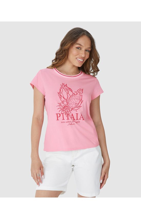 Camiseta Feminina Estampa Pitaia Em Algodão