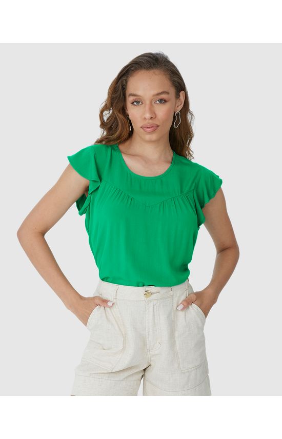 Blusa Feminina Evasê Decote Vazado Costas Em Viscose