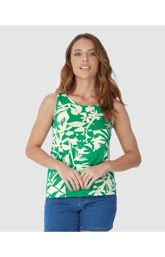 Regata Feminina Mullet Estampada Em Viscose Stretch