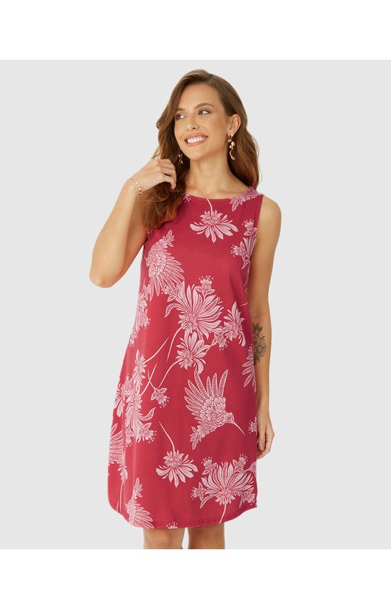 Vestido Feminino Regata Estampado Em Algodão