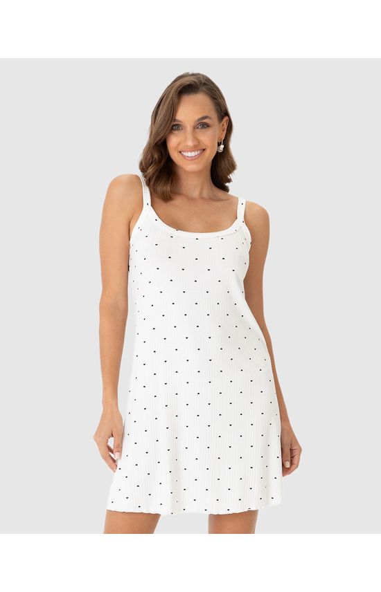Camisola Feminina Alça Fina Estampada Em Malha Viscose Canelada