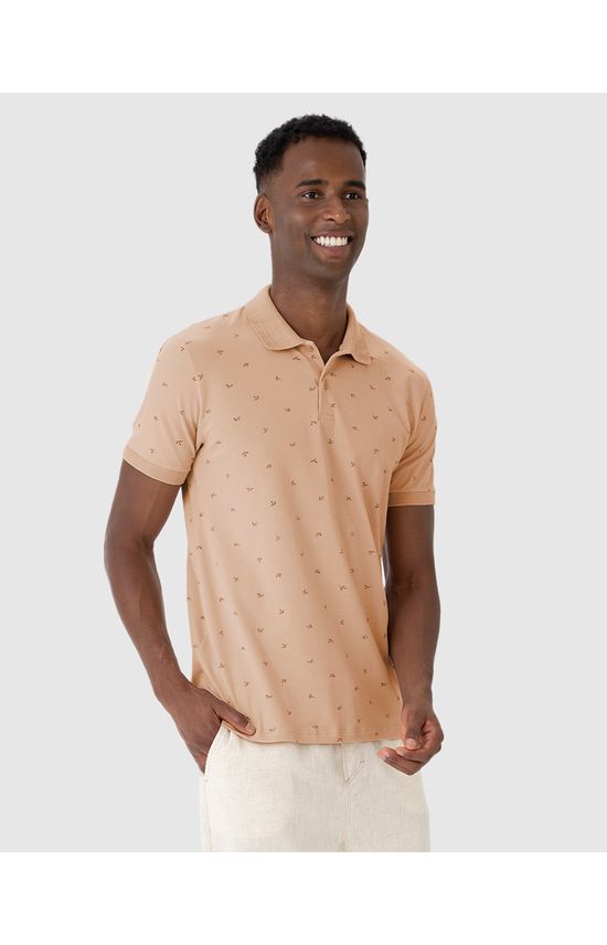 Camisa Polo Masculina Com Estampa Em Piquet Stretch