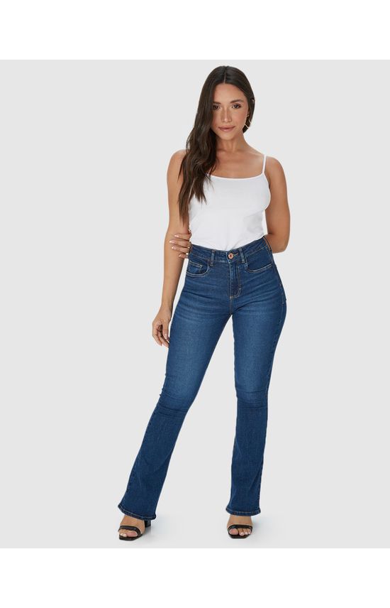 Calça Feminina Small Flare Push Up Elástico Interno Em Flex Jeans