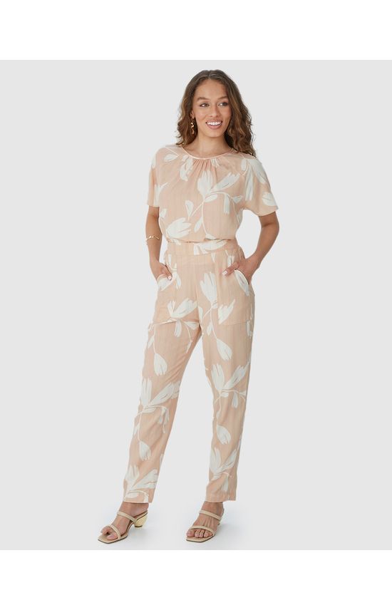 Calça Reta Feminina Bolso Lateral Em Viscose Lurex