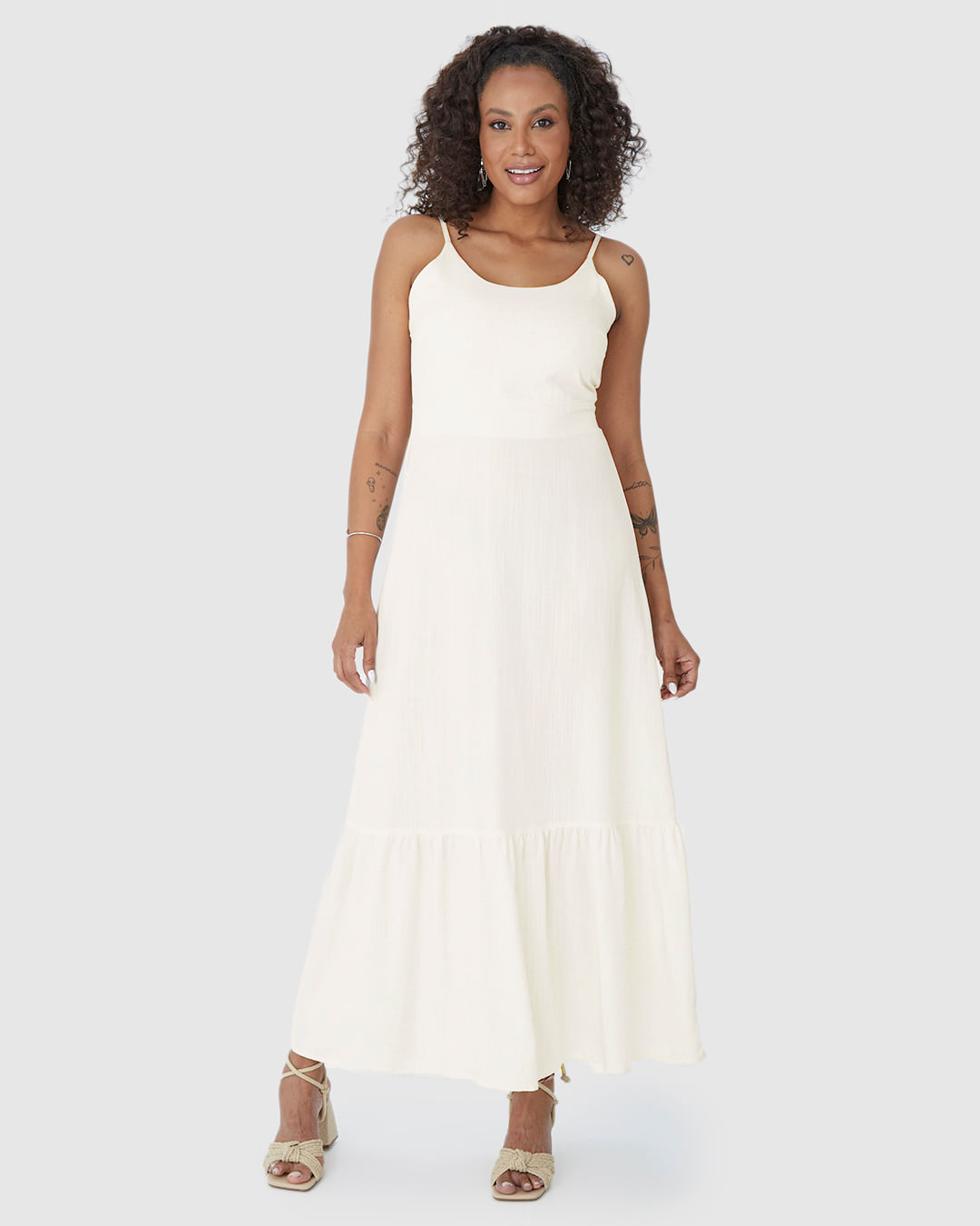Vestido Longo Feminino Com Amarração Nas Costas Em Viscolinho - Imagem 14