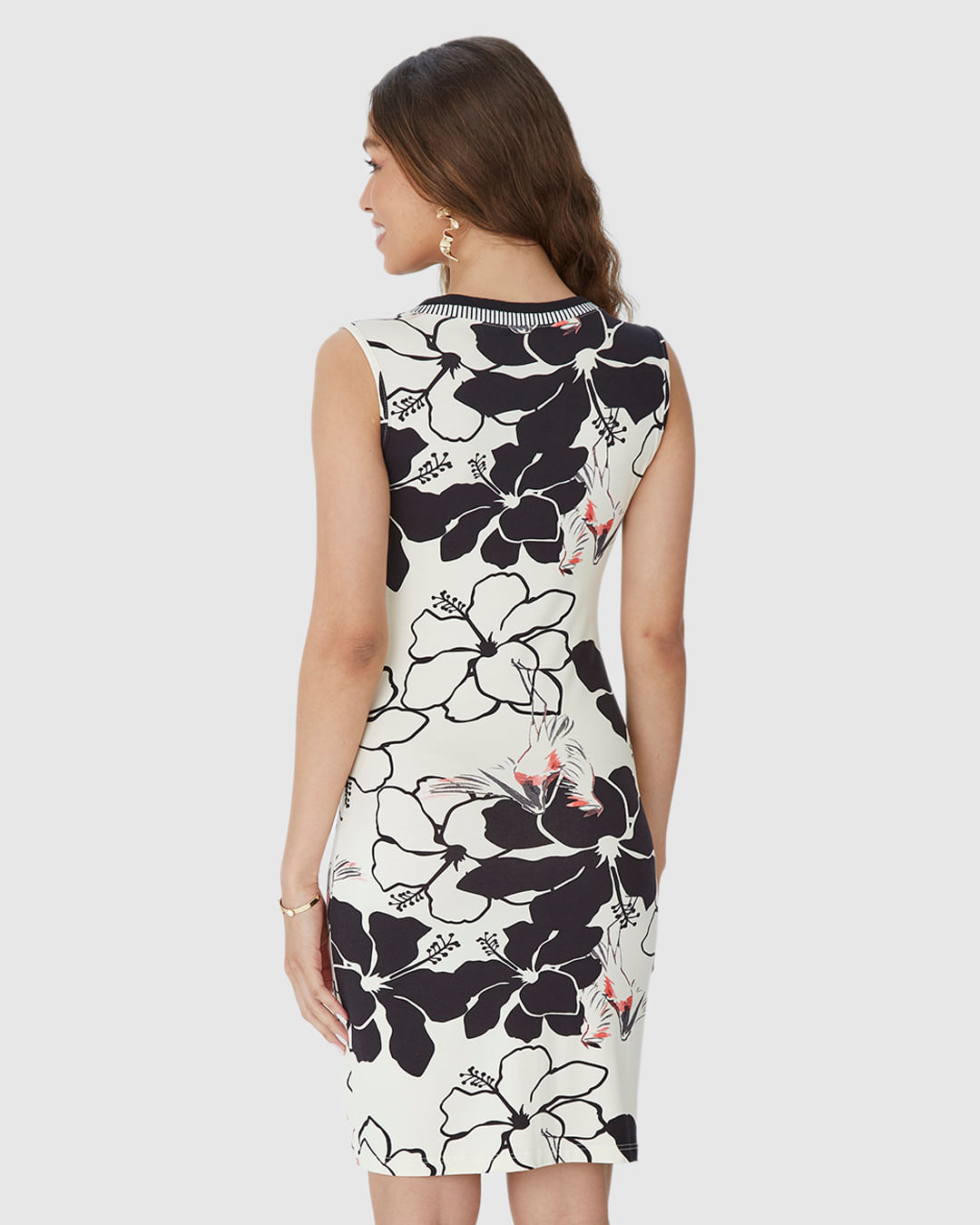 Vestido Feminino Reto Gola Retilínea Em Malha Viscose Stretch - Imagem 10