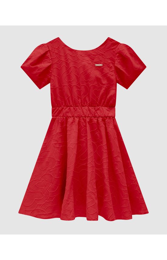 Vestido Menina Bordado Corações Em Algodão - Carinhoso