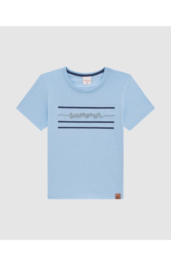 Camiseta Menino Bordado Summer Em Algodão - Carinhoso