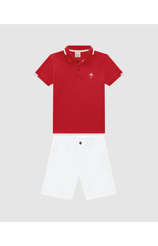 Conjunto Menino Camisa Polo E Bermuda Sarja - Carinhoso