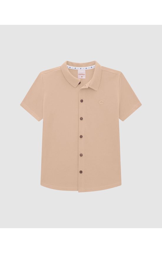 Camisa Menino Abotoamento Frontal Em Piquet Premium - Carinhoso