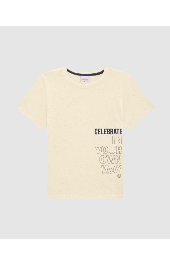 Camiseta Menino Celebrate In Your Own Way Em Malha Linho - Carinhoso