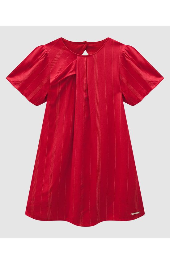 Vestido Menina Manga Balonê Em Viscose Lurex - Carinhoso