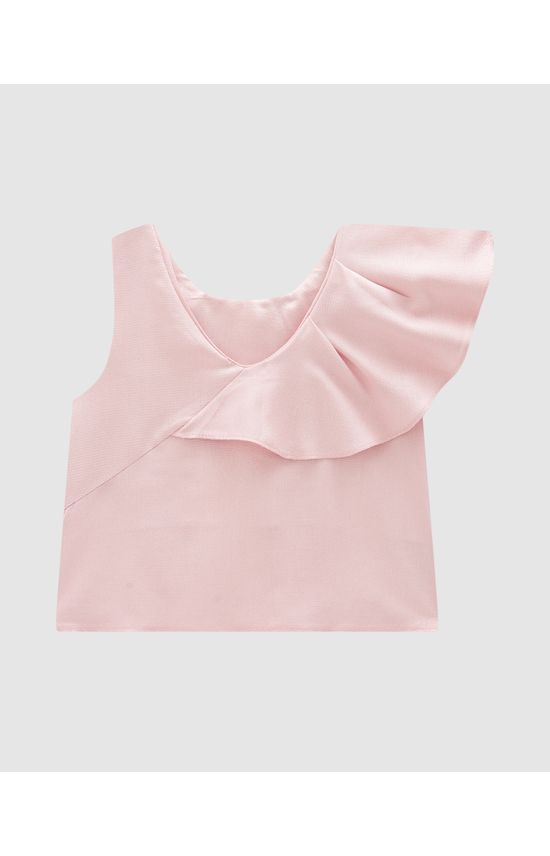 Blusa Menina Babado Assimétrico Em Viscose Lurex - Carinhoso