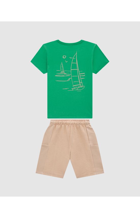 Conjunto Menino Camiseta Estampa Costas Em Algodão - Carinhoso