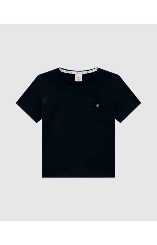 Camiseta Menino Botão No Peitoral Em Algodão Carinhoso
