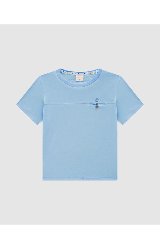 Camiseta Menino Botão No Peitoral Em Algodão Carinhoso