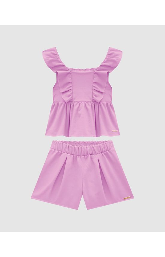 Conjunto Menina Regata E Shorts Em Crepe - Carinhoso