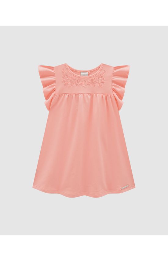 Vestido Menina Detalhe Bordado Em Algodão - Carinhoso