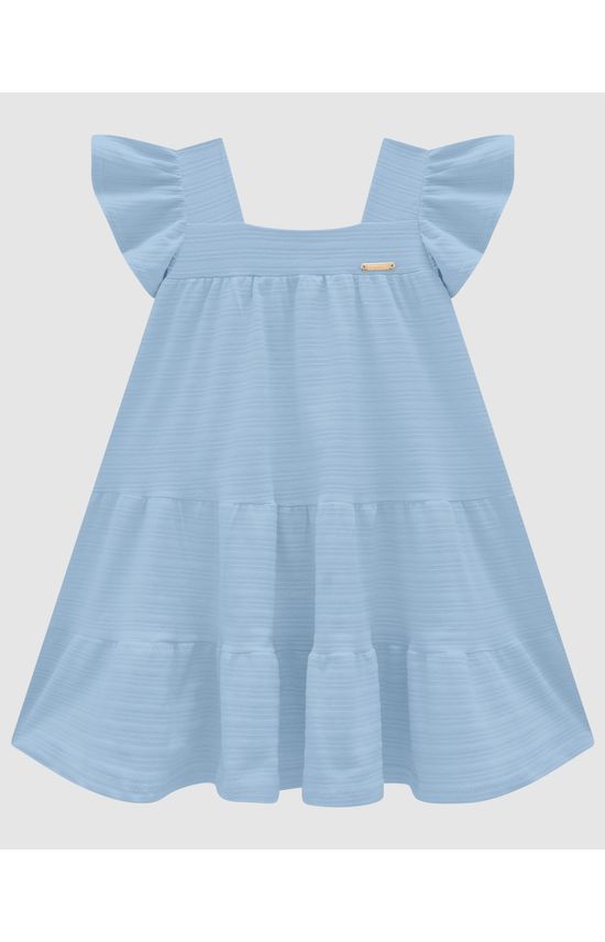 Vestido Menina Decote Quadrado Em Malha Texturizada - Carinhoso