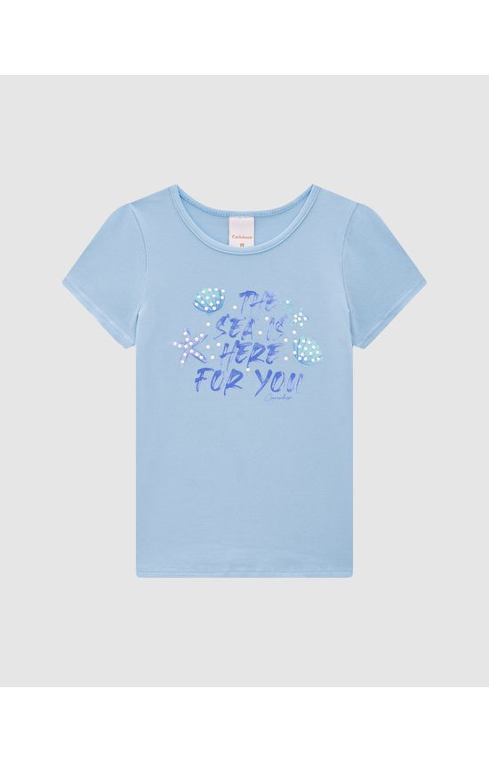 Blusa Menina The Sea Is Here For You Em Algodão - Carinhoso