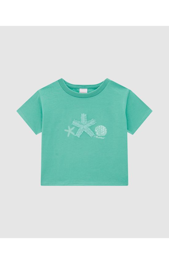 Blusa Menina Box Estampa + Bordado Em Algodão - Carinhoso