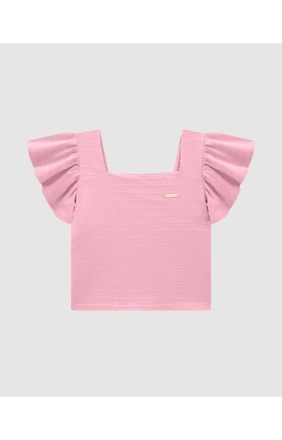 Blusa Menina Costas Lastex Em Malha Texturizada - Carinhoso
