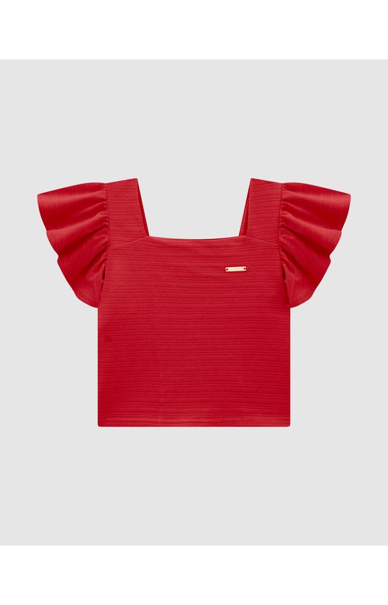 Blusa Menina Costas Lastex Em Malha Texturizada - Carinhoso