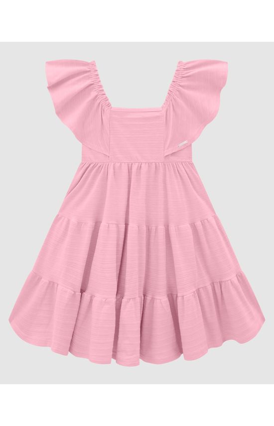 Vestido Menina Amplo Babados Em Malha Texturizada - Carinhoso